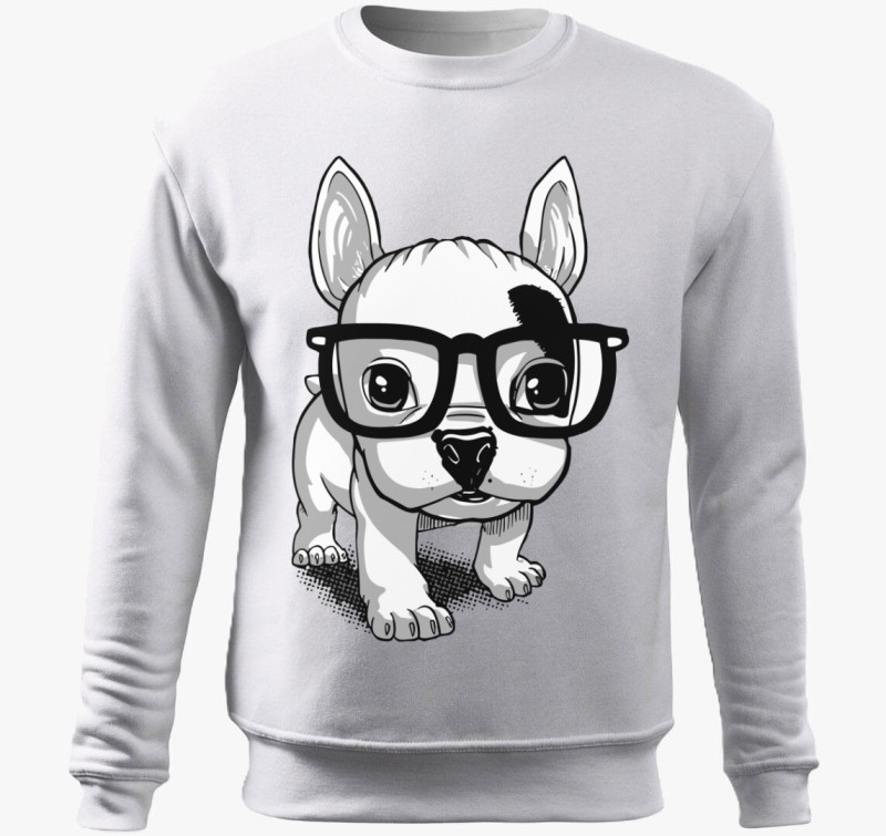 Frenchie puppy belebújós pulóver — Fehér
