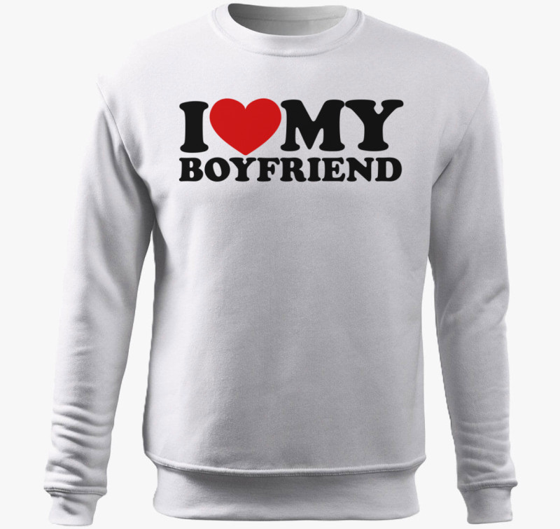 I love my boyfriend belebújós pulóver — Fehér
