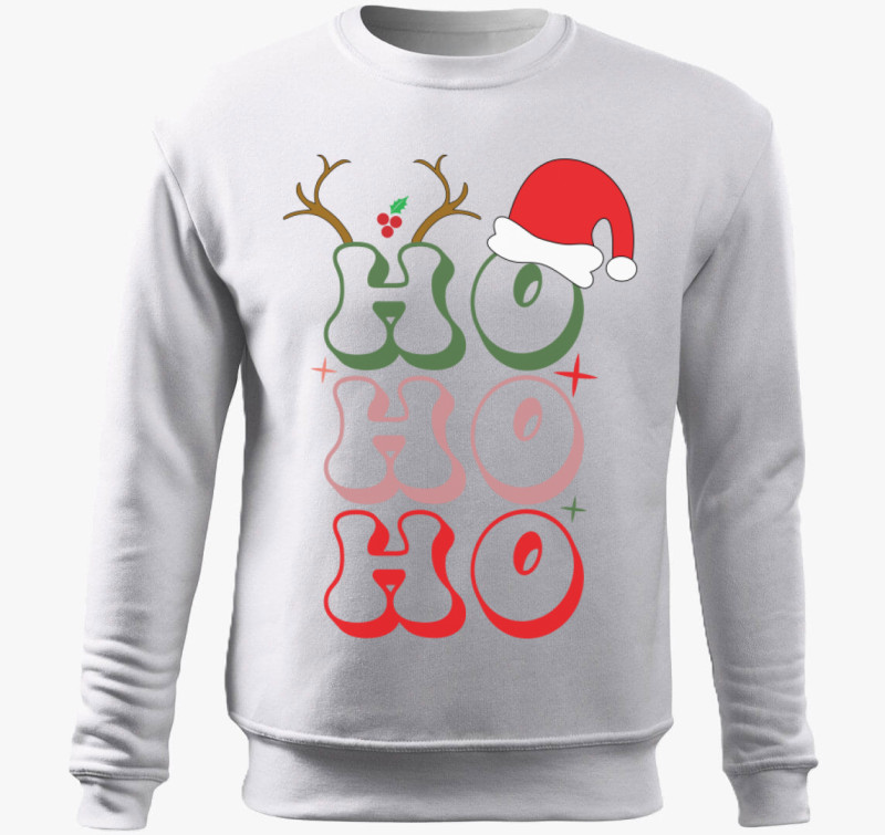 Ho ho ho karácsony belebújós pulóver — Fehér