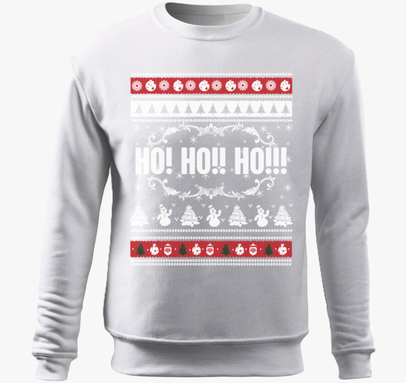 Ho ho ho karácsonyi mintás belebújós pulóver — Fehér