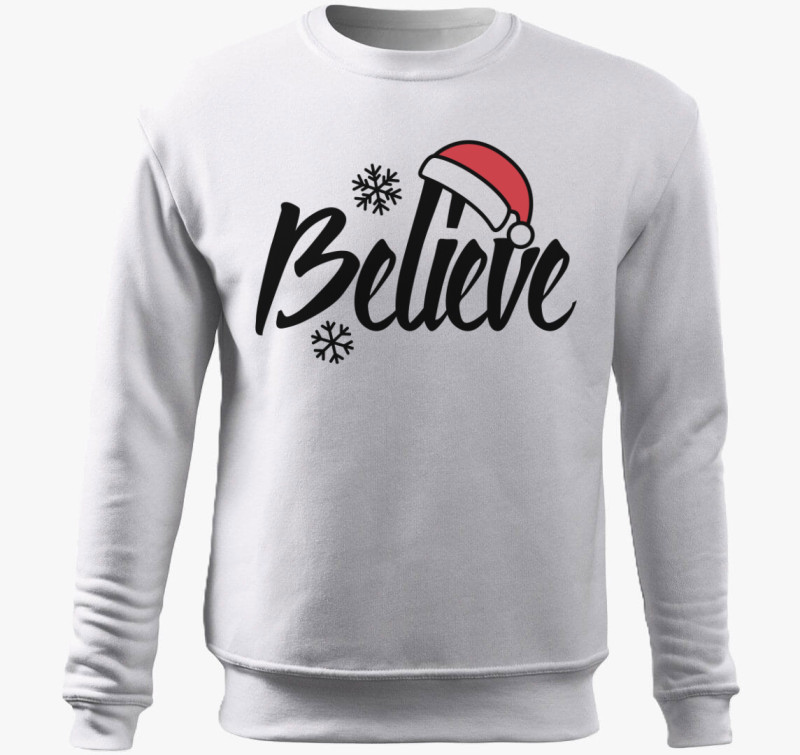 Believe Santa belebújós pulóver — Fehér