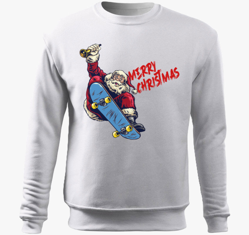 Skater Mikulás belebújós pulóver  — Fehér