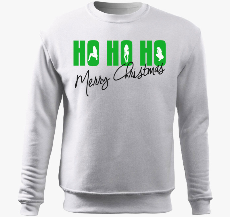 Ho - ho - ho - Boldog karácsonyt! belebújós pulóver — Fehér