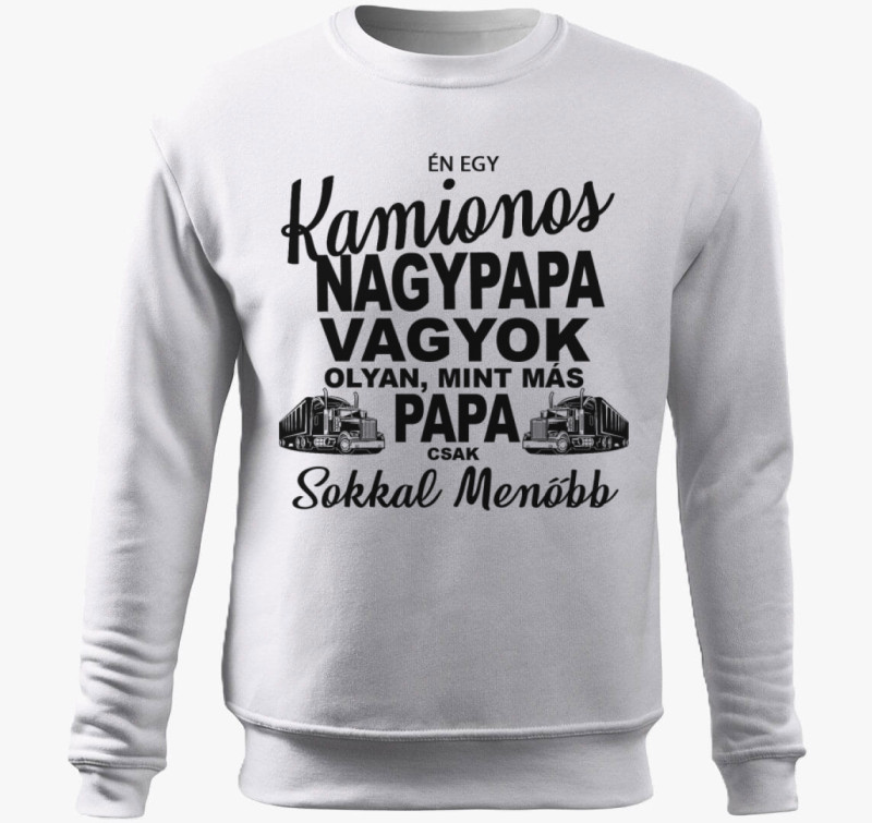 Kamionos nagypapa belebújós pulóver — Fehér
