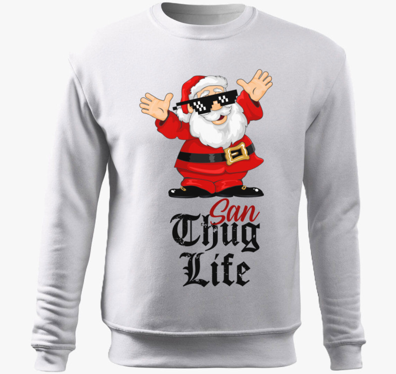 San Thug Life belebújós pulóver — Fehér