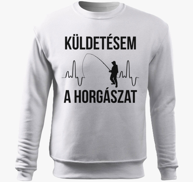 Küldetésem a horgászat belebújós pulóver — Fehér
