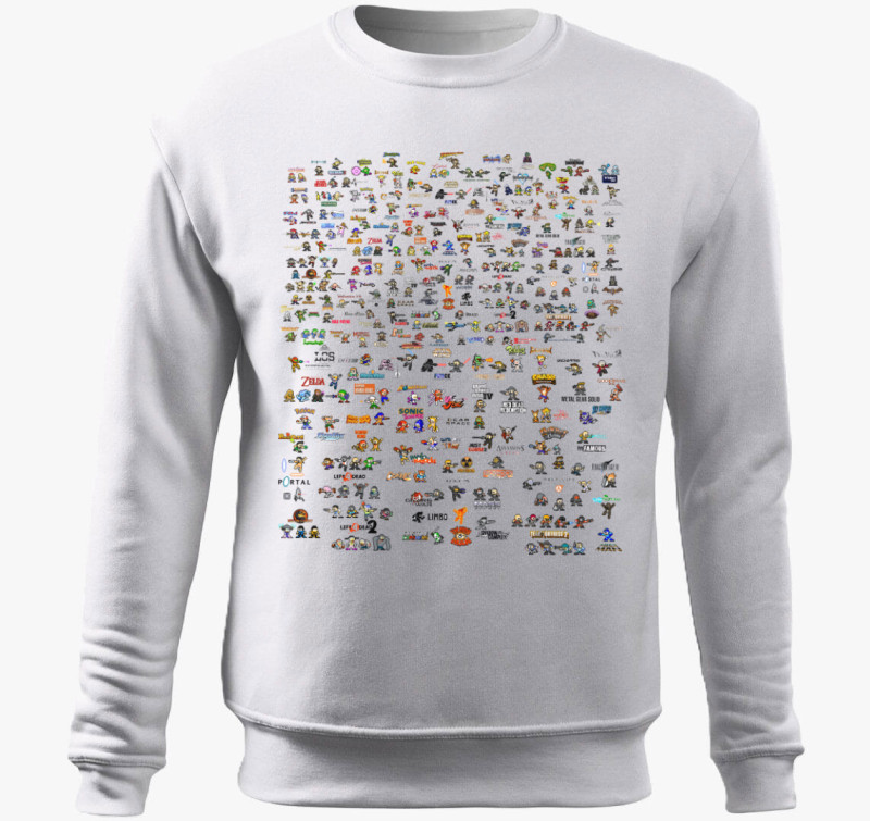 8bit Nintendo belebújós pulóver - Retro style! — Fehér