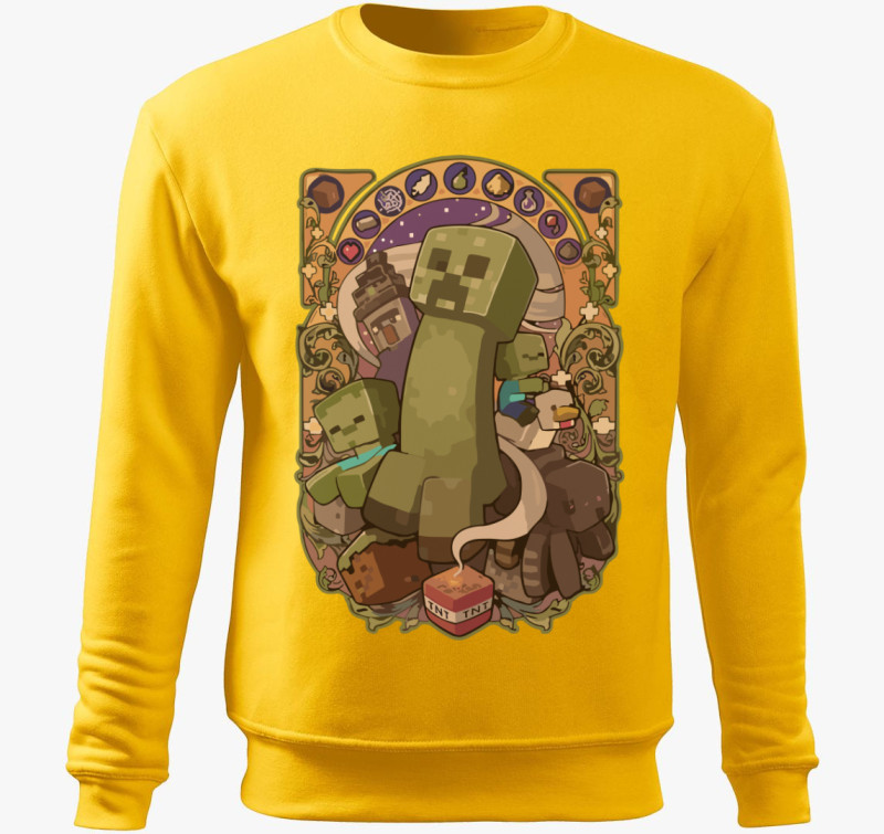 Minecraft zombi tnt belebújós pulóver — Sárga