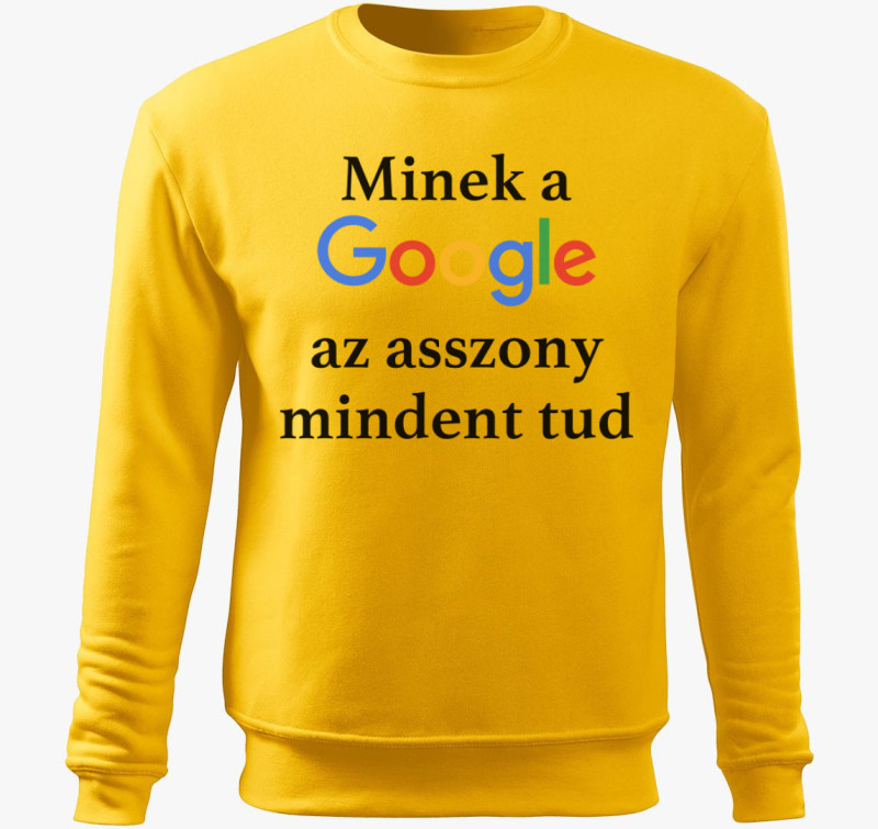 Minek a Google az asszony mindent tud belebújós pulóver — Sárga