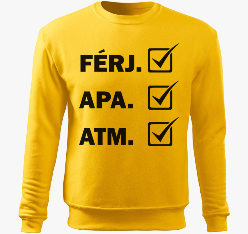 Apa Férj ATM belebújós pulóver — Sárga