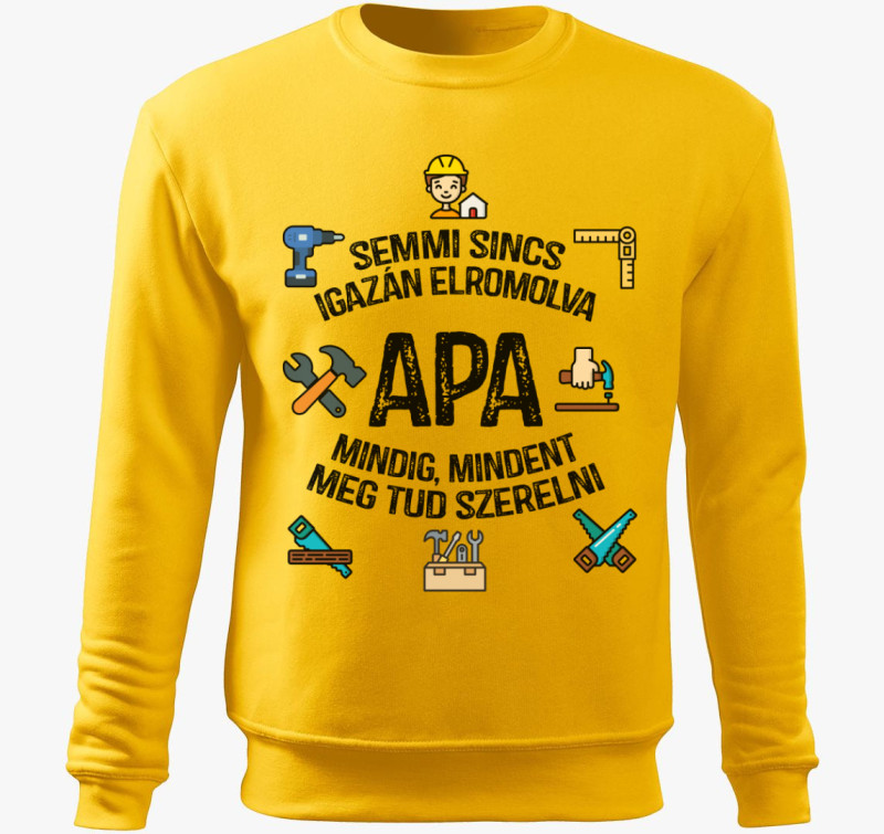 Apa mindent meg tud szerelni belebújós pulóver — Sárga