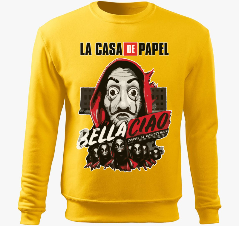 La Casa De Papel - Bella Ciao belebújós pulóver — Sárga
