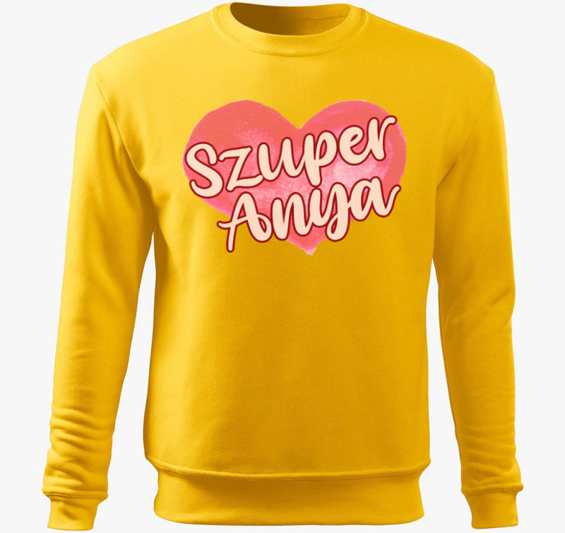 Anyák napi Szuper anya belebújós pulóver — Sárga