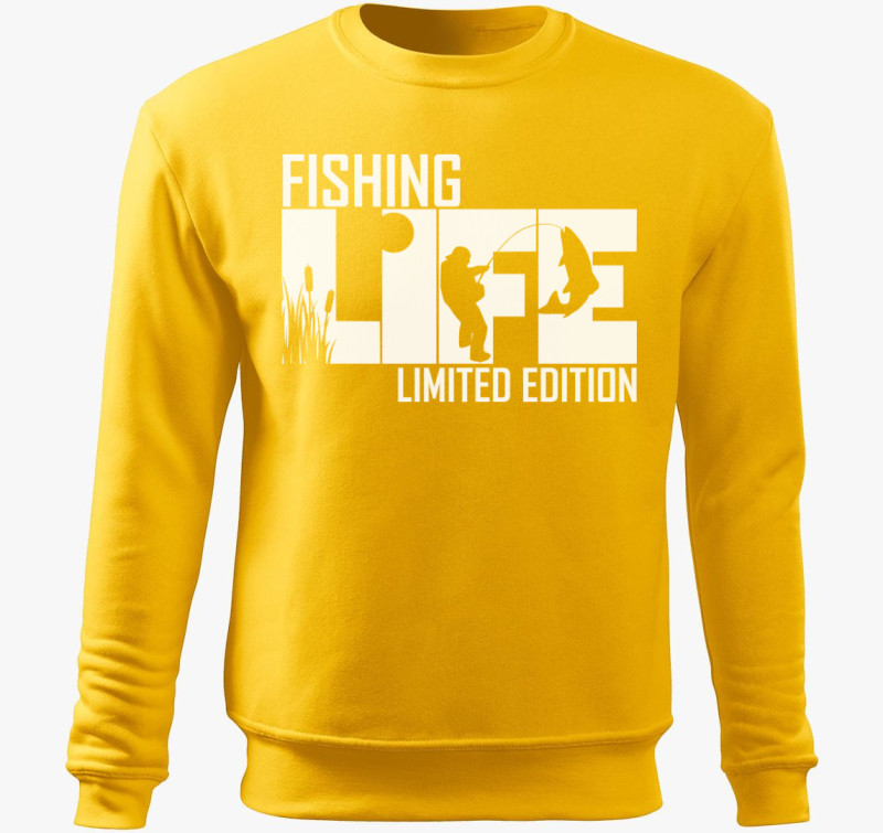 Fishing life mintás belebújós pulóver — Sárga