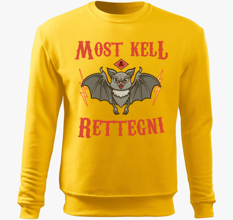 Most kell rettegni denevéres belebújós pulóver — Sárga
