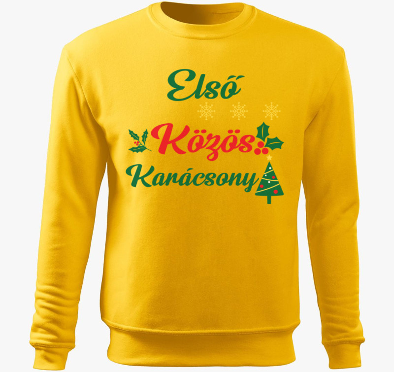 Első közös karácsony belebújós pulóver — Sárga