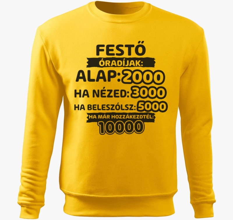Festő óradíjak munka belebújós pulóver — Sárga