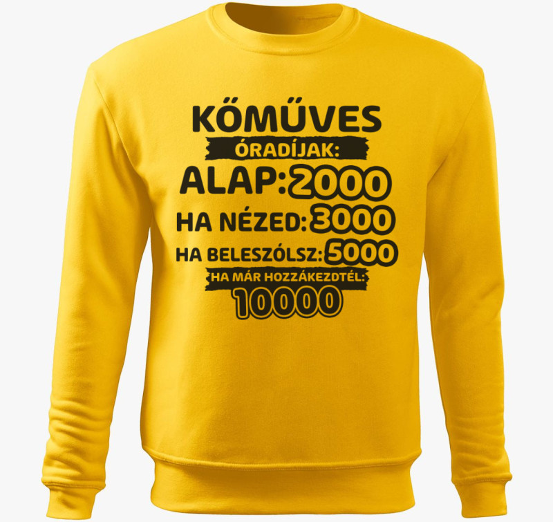 Kőműves óradíjak munka belebújós pulóver — Sárga