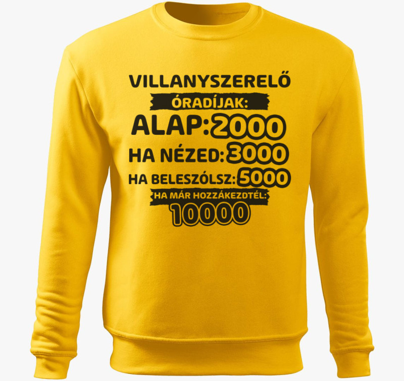 Villanyszerelő óradíjak munka belebújós pulóver — Sárga