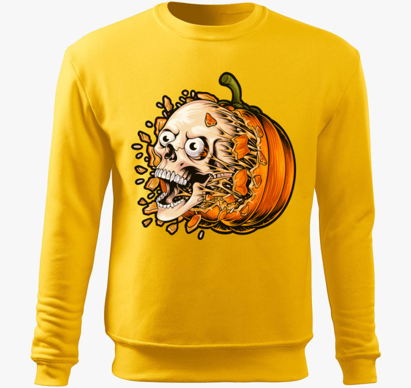 Ijesztő tökös Halloween belebújós pulóver — Sárga
