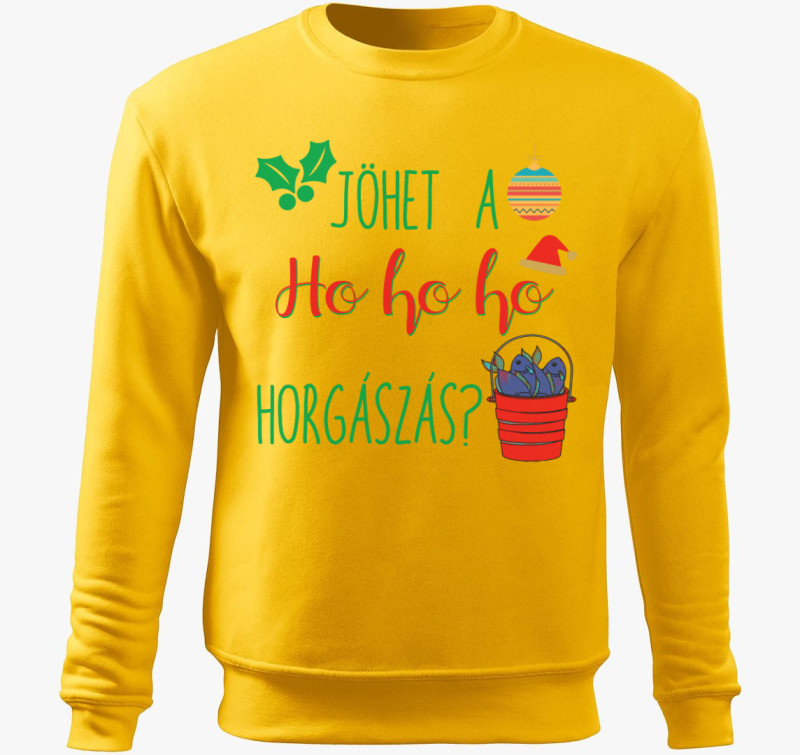 Jöhet a ho ho ho horgászás belebújós pulóver — Sárga