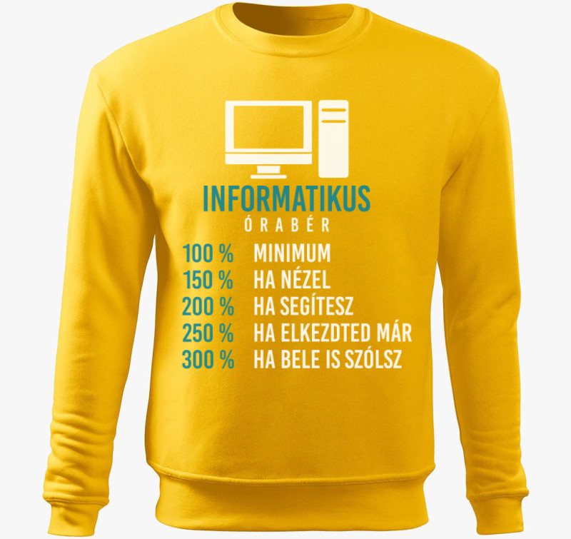 Informatikus órabér belebújós pulóver — Sárga