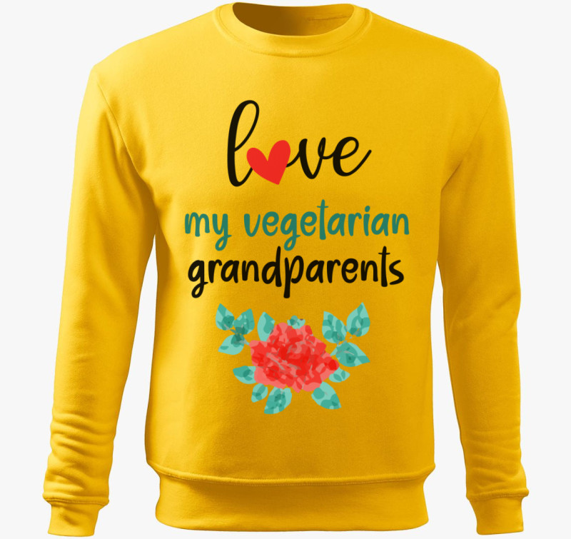 Love my Vegetarian Grandparents belebújós pulóver — Sárga