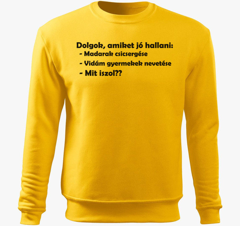 Dolgok amiket jó hallani belebújós pulóver — Sárga