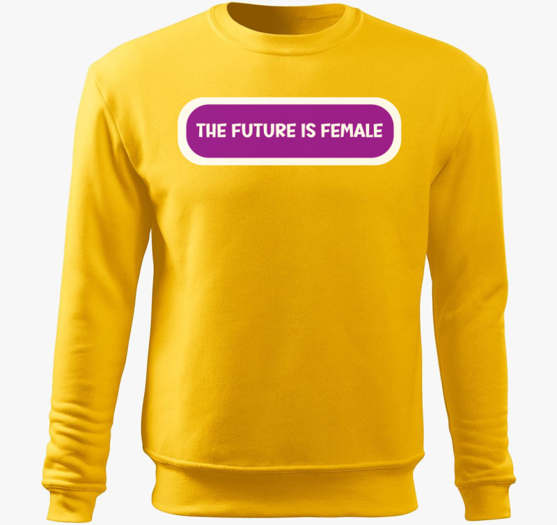 Future is female lila belebújós pulóver — Sárga
