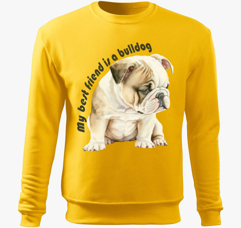 My best friend is a bulldog belebújós pulóver — Sárga
