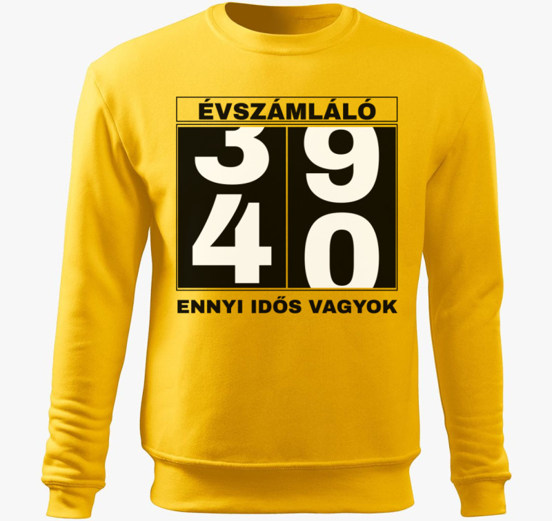 Évszámláló 40 éves szülinapi póló — Sárga