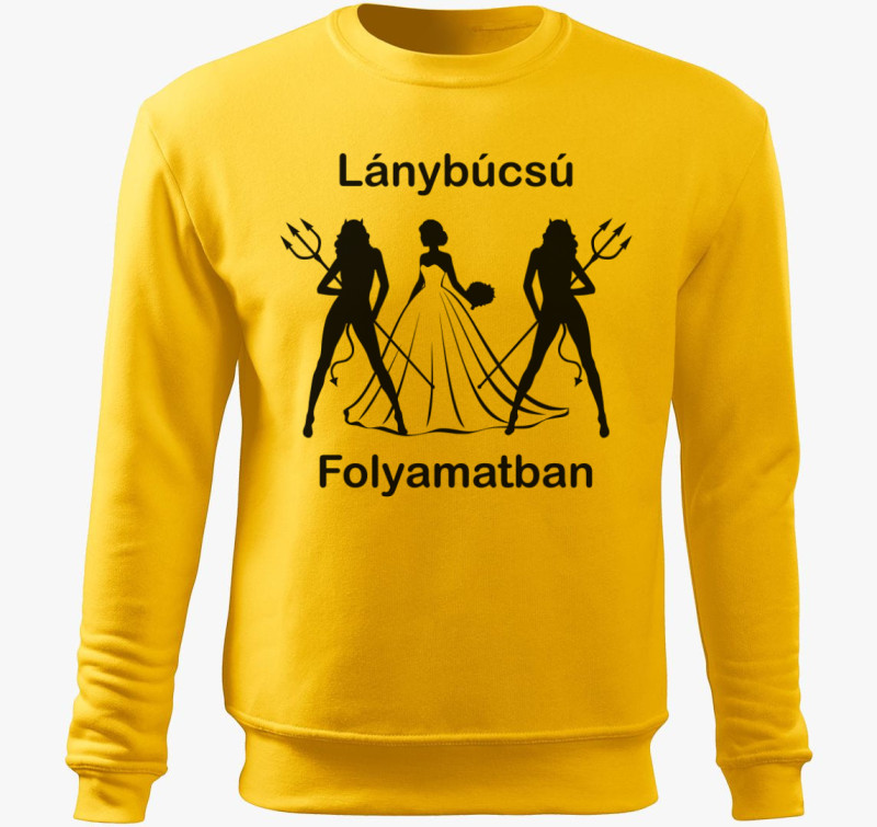 Lánybúcsú folyamatban menyasszony ördög póló — Sárga
