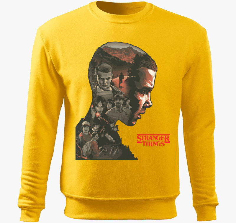 Stranger Things sziluett belebújós pulóver — Sárga