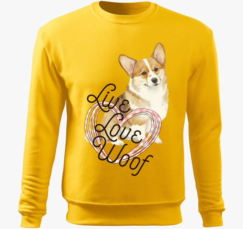 Corgi szivecskés belebújós pulóver — Sárga