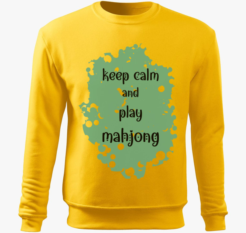 Keep calm mahjong belebújós pulóver — Sárga