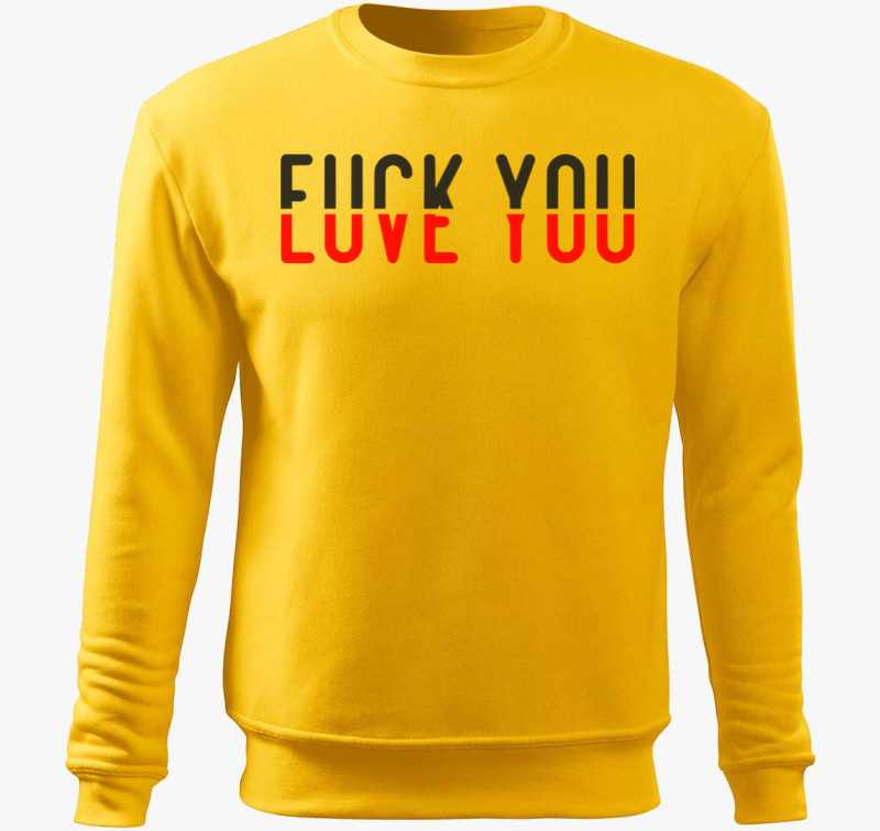 Fuck you love you belebújós pulóver — Sárga