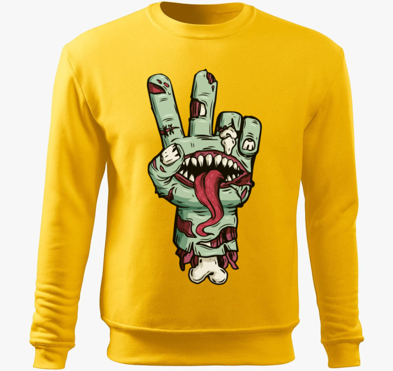 Halloween zombi béke kéz belebújós pulóver — Sárga