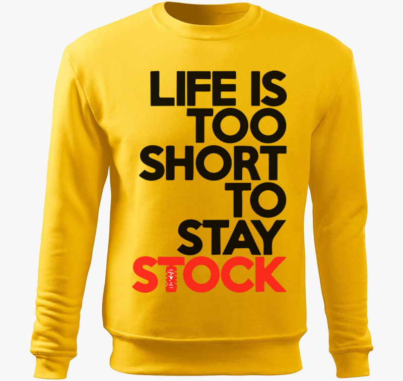 Life is too short belebújós pulóver — Sárga