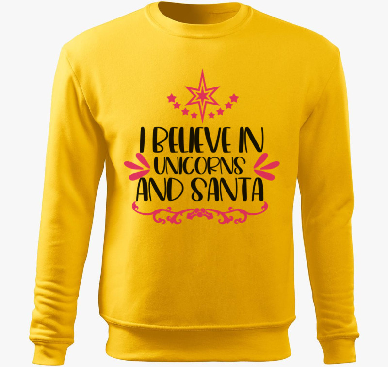 Unicorn santa belebújós pulóver — Sárga
