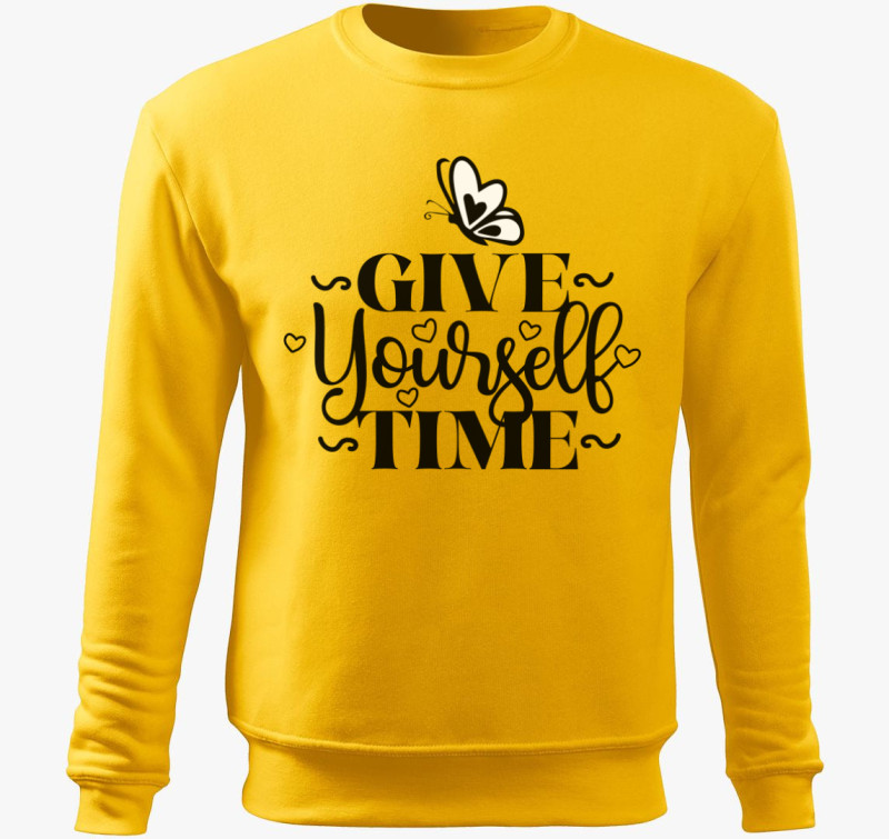 Give time belebújós pulóver — Sárga
