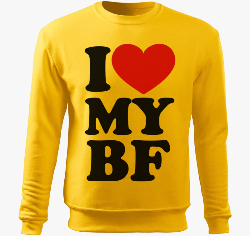 I love my bf belebújós pulóver — Sárga