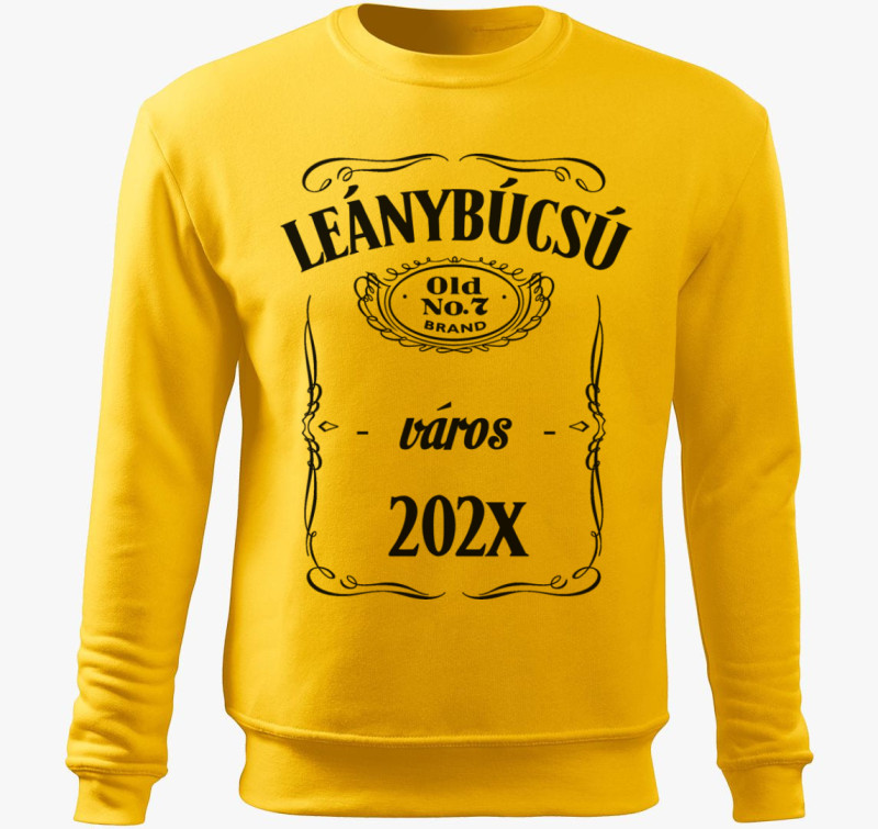 Leánybúcsú csapat belebújós pulóver - Egyedi város + dátum megadással! — Sárga