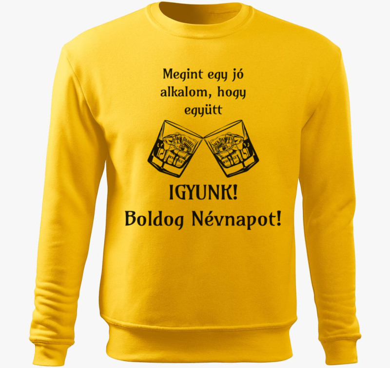 Igyunk! boldog névnapot belebújós pulóver — Sárga