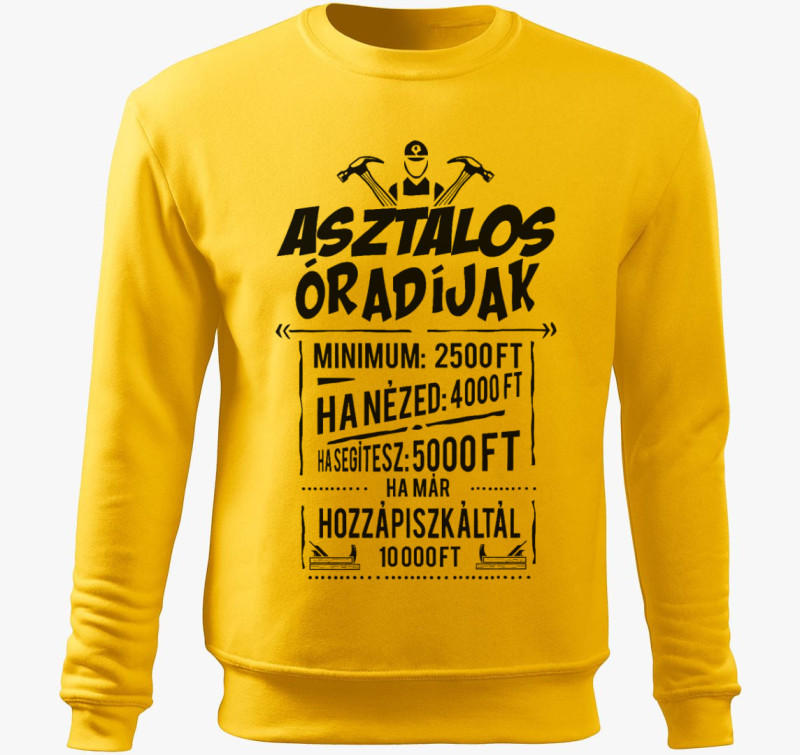 Asztalos Óradíjak belebújós pulóver — Sárga