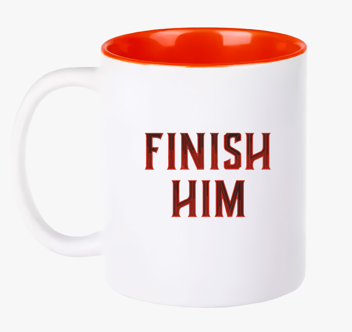 Mortal Kombat Finish Him feliratú bögre — Piros