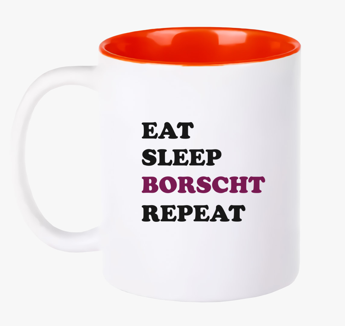 Eat Sleep Borscs bögre — Piros
