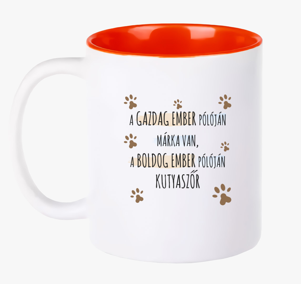 A boldog ember bögreján kutyaszőr bögre — Piros