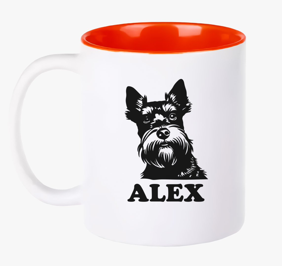 Schnauzer illusztráció bögre — Piros