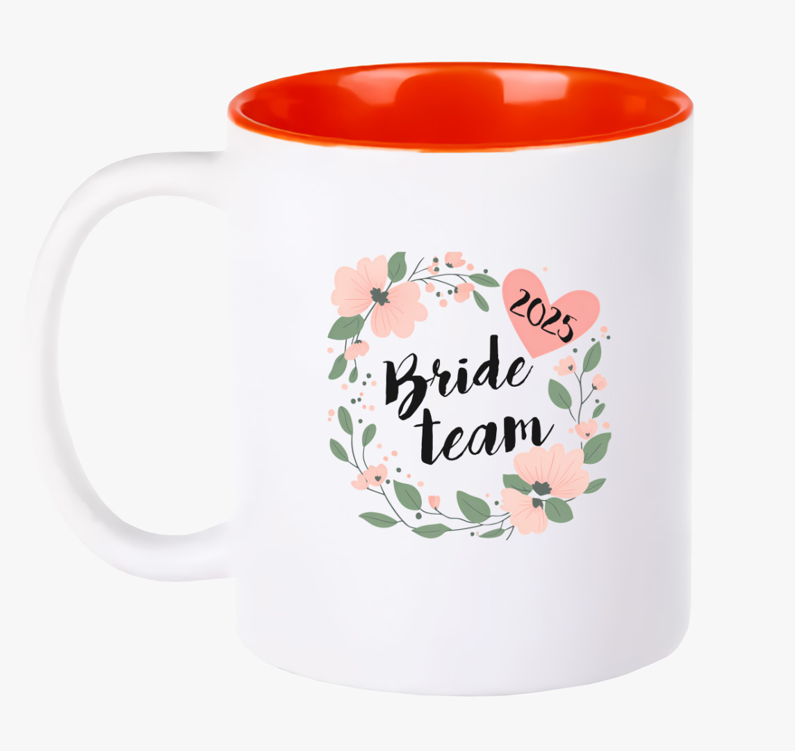 Bride team virágos bögre — Piros