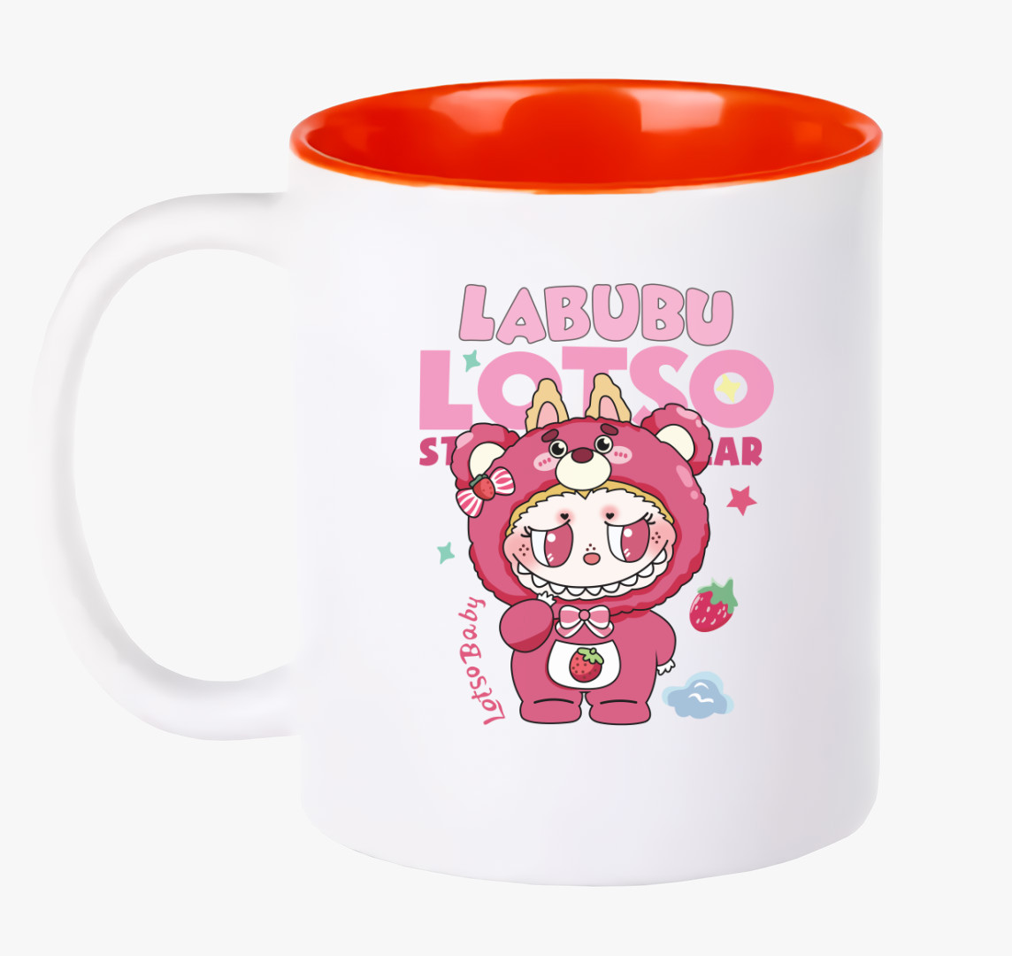 Lotso bear labubu bögre  — Piros